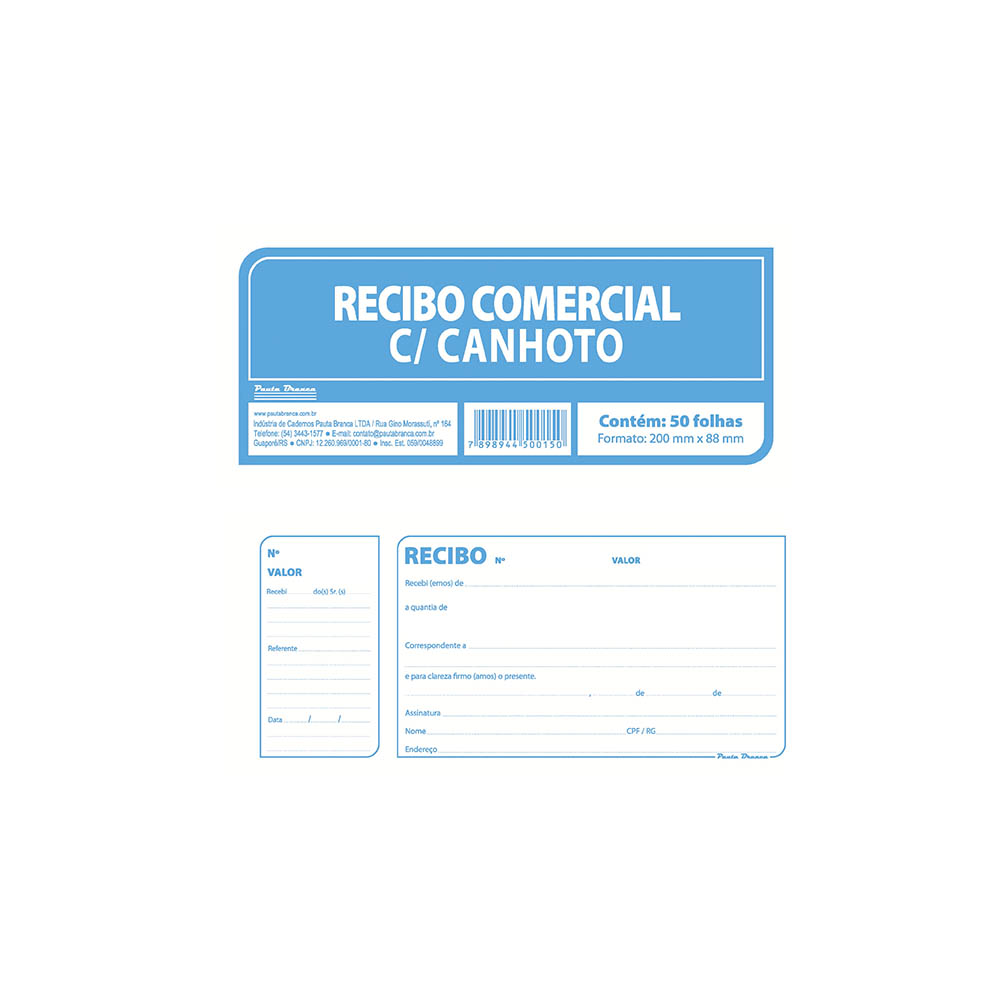 Recibo Comercial com Canhoto